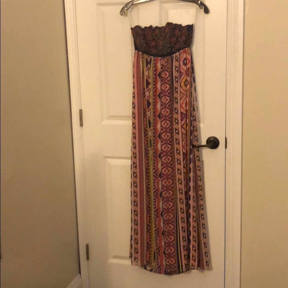 Tribal print tube maxi dress